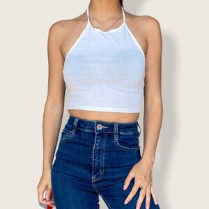 Garage White Halter Top